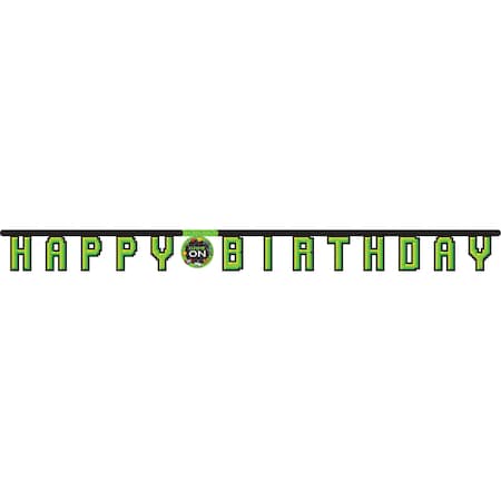 Creative Converting Video Game Party Happy Birthday Banner, 85"x7", 12PK 336671